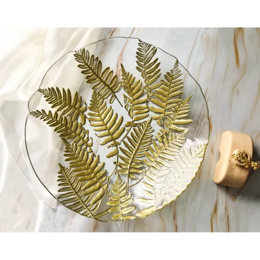 Anton Studio Designs Gold Fern Glass Bowl - 40cm