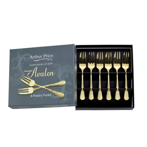 Arthur Price Champagne Avalon Stainless Steel Pastry Forks - Set of 6