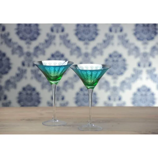 Artland Peacock 2 Piece Martini Glass Set