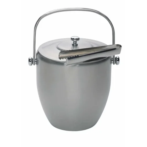 Barcraft Brushed Steel Ice Bucket With Lid & Tongs