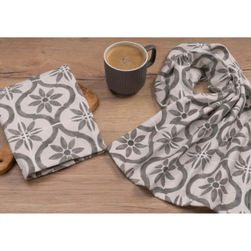 Cuisinart Pack of 2 Antimicrobial Professional Fouta Printed Tea Towel - Grey