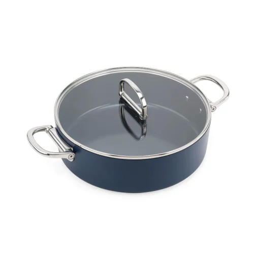 Joseph Joseph Space 28cm Non-Stick Folding Handle Shallow Casserole Pan - Midnight Blue