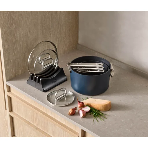 Joseph Joseph Space 3-Piece Non-Stick Folding Handle Saucepan & Lid Set - Midnight Blue