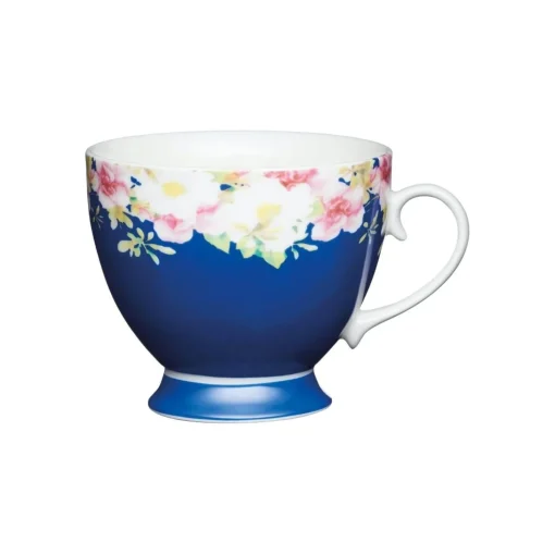 KitchenCraft 400ml Footed Mug - Blue Border