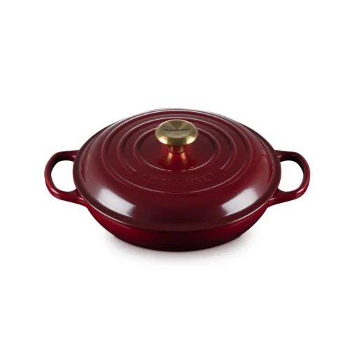Le Creuset Signature Cast Iron 26cm Shallow Round Casserole - Garnet
