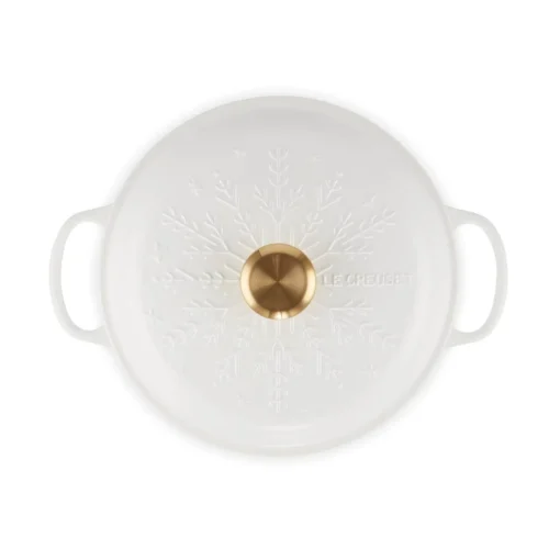 Le Creuset Signature 26cm Cast Iron Christmas Shallow Casserole - Snowflakes