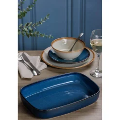 Mason Cash Reactive Blue Stoneware 31cm x 21cm Rectangle Dish