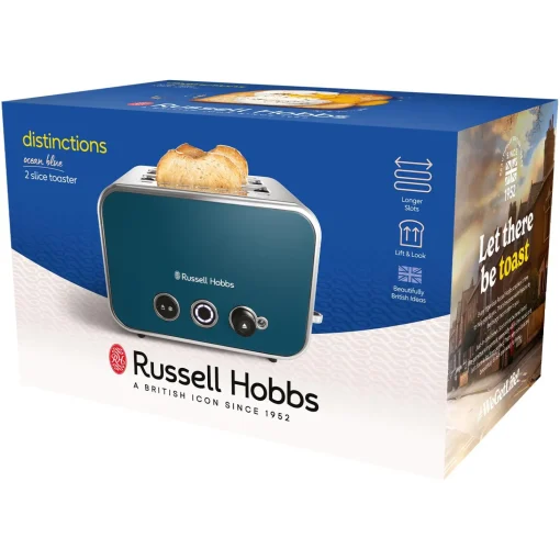 Russell Hobbs Distinctions 2 Slice Toaster - Ocean Blue