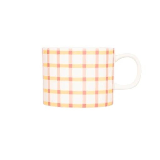 Siip Gingham Short China 300ml Mug - Pink