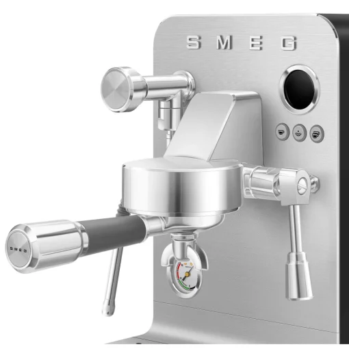 Smeg EMC02BLMUK Mini Pro Espresso Matte Black Coffee Machine & CGF02SSUK Mini Pro Stainless Steel Coffee Grinder