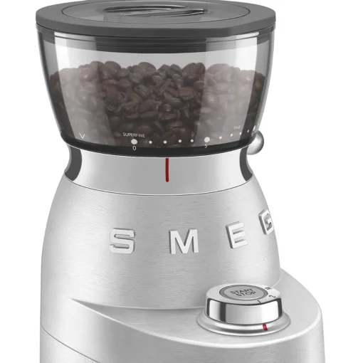 Smeg EMC02BLMUK Mini Pro Espresso Matte Black Coffee Machine & CGF02SSUK Mini Pro Stainless Steel Coffee Grinder