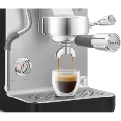 Smeg EMC02BLMUK Mini Pro Espresso Matte Black Coffee Machine & CGF02SSUK Mini Pro Stainless Steel Coffee Grinder