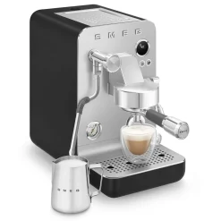 Smeg EMC02BLMUK Mini Pro Espresso Matte Black Coffee Machine & CGF02SSUK Mini Pro Stainless Steel Coffee Grinder