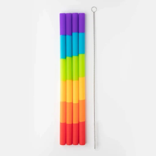 Taylor's Eye Witness 4-Piece Silicone Reusable Drinking Straws - Rainbow