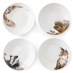 Wrendale Designs by Hannah Dale 4-Piece Coupe Pasta Bowl Set - Woodland Animals
