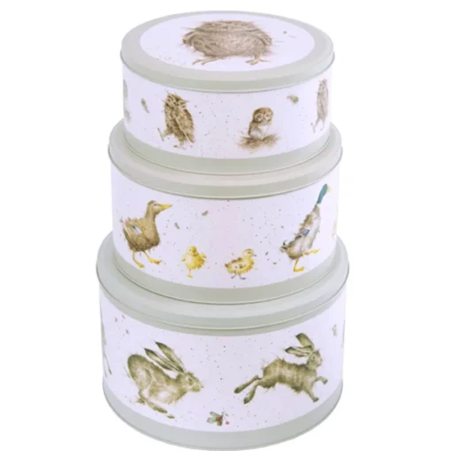 Wrendale Designs by Hannah Dale 3 Piece Cake Tin Nest - Hare, Duck & Owl