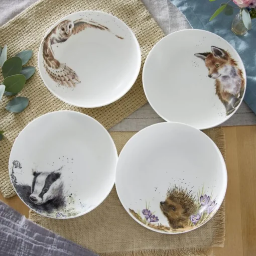 Wrendale Designs by Hannah Dale 4-Piece Coupe Pasta Bowl Set - Woodland Animals