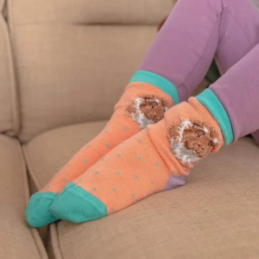 Wrendale Designs By Hannah Dale Childrens 9 to 12 Bamboo Socks - Grinny Pig