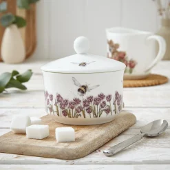 Wrendale Designs by Hannah Dale Fine China Covered Sugar Pot - Flight of the Bumblebee