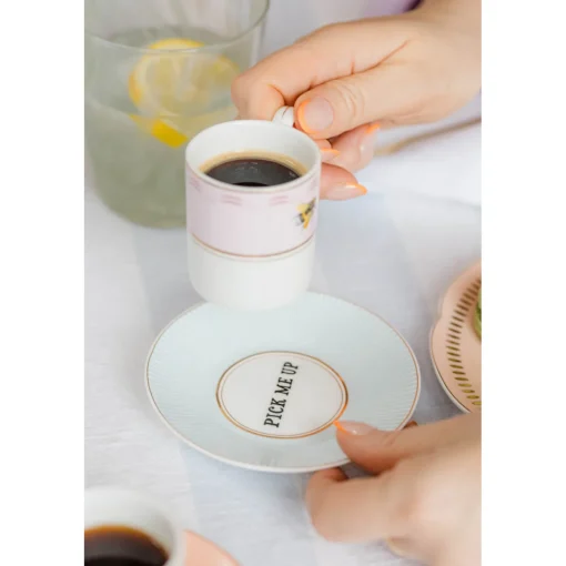 Yvonne Ellen 2-Piece Fine China Espresso Cup & Saucer - Slogan